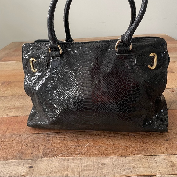 Michael Kors Snake Embossed Hamilton Handbag Black - Picture 11 of 13